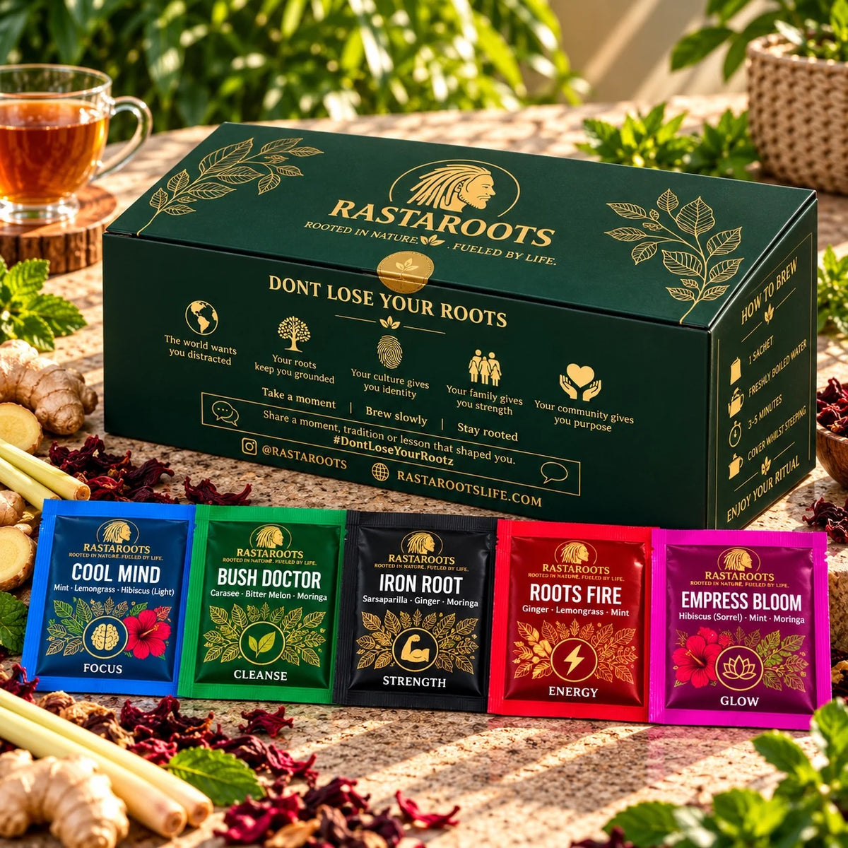 RastaRoots Discovery Collection | 5 Herbal Teas · 25 Sachets