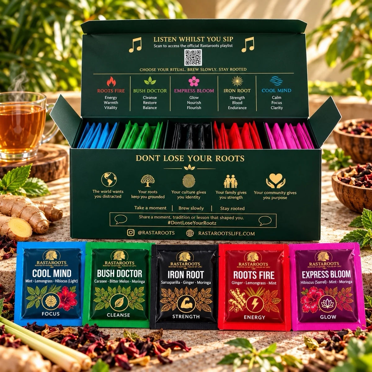 RastaRoots Discovery Collection | 5 Herbal Teas · 25 Sachets