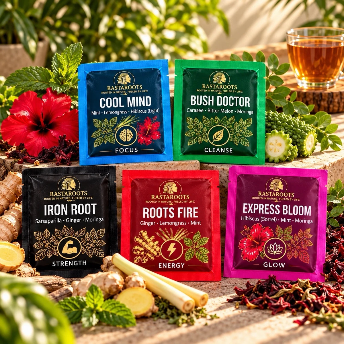 RastaRoots Discovery Collection | 5 Herbal Teas · 25 Sachets
