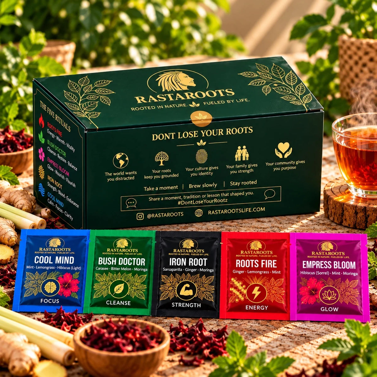 RastaRoots Discovery Collection | 5 Herbal Teas · 25 Sachets